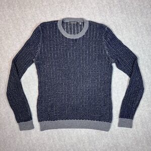 SAKS FIFTH AVENUE Mens Cashmere M Blue Gray Crew Neck Pullover Sweater